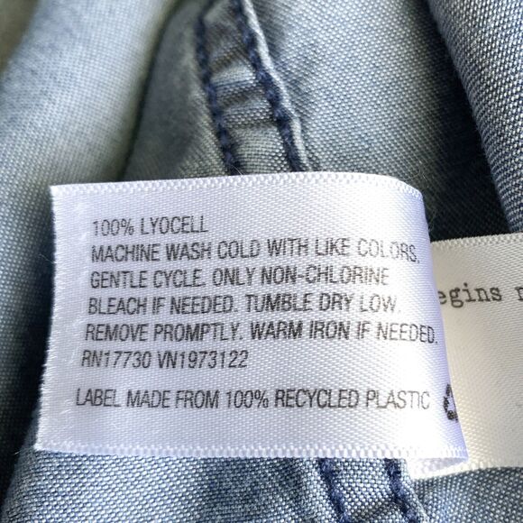 A New Day Shirt Small S Blue Button-Up Long Sleeves Chest Pocket 100%‎ Lyocell - Picture 10 of 10